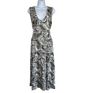 Aventura Rachel Dress Midi Organic Cotton‎ Gray Florals Womens XXL Hippie NWT